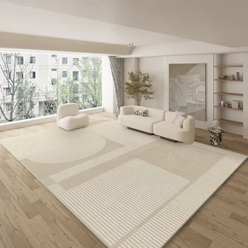 크림 거실 넓은 면적 카펫, 미니멀리스트 침실 장식 카펫, 편안한 부드러운 서재 러그, 화이트 플러시 발코니 러그, IG 