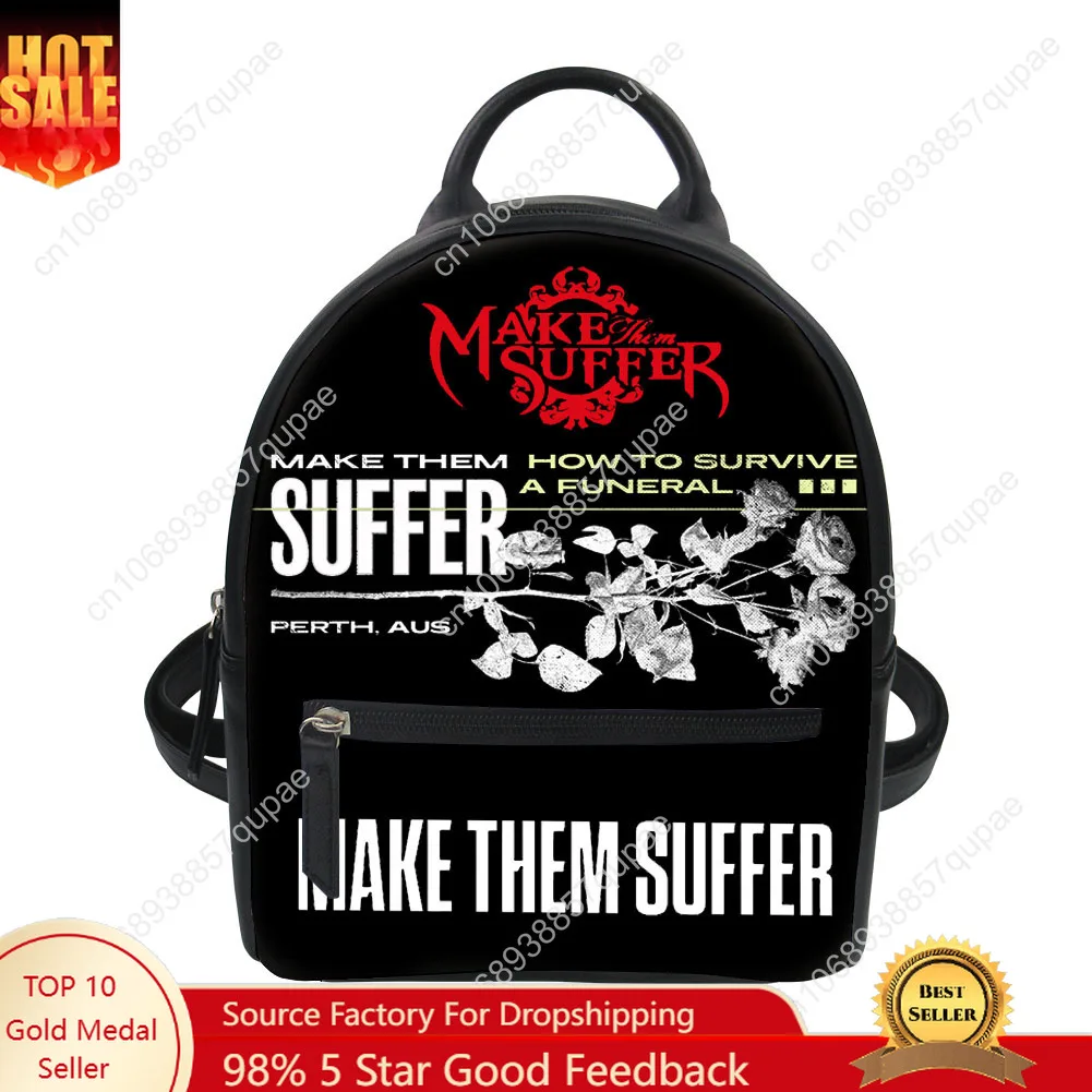 Make Them Suffer Metal Band Custom Backpack Purse Womens Carter Schoolbags Double Shoulder Bag Mini Daypack Leather Travel Bag