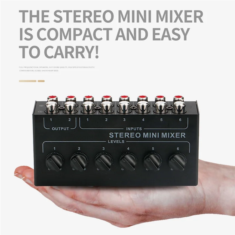 4 Channels Passive Stereo Mixer Mini Audio Mixer Portable Sound Mixer RCA Input Ultra Low Noise For Live Studio Easy To Use-X64A