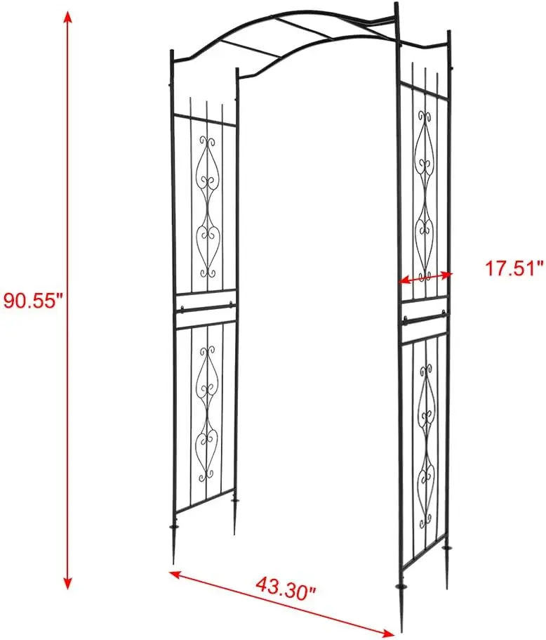 7.5Ft Garden Arch Arbor, Steel Frame Stand Trellis, Arbour Archway for Wedding Ceremony Decoration Plant Climbing Rose Vines