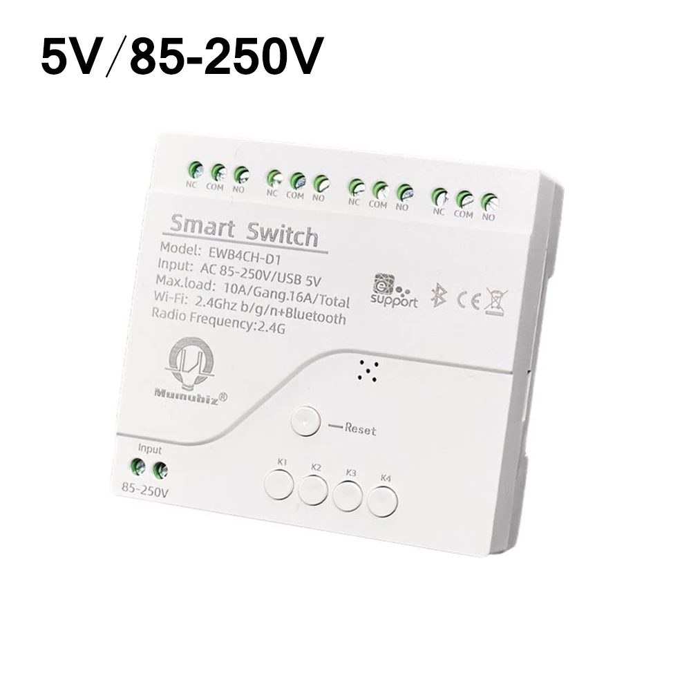 

EWelink WiFi Smart 4CH Relay Switch 10A Relay Module Voice/APP Remote Control USB 5V 7-32V 85-250V RF433 Receiver Smart Home