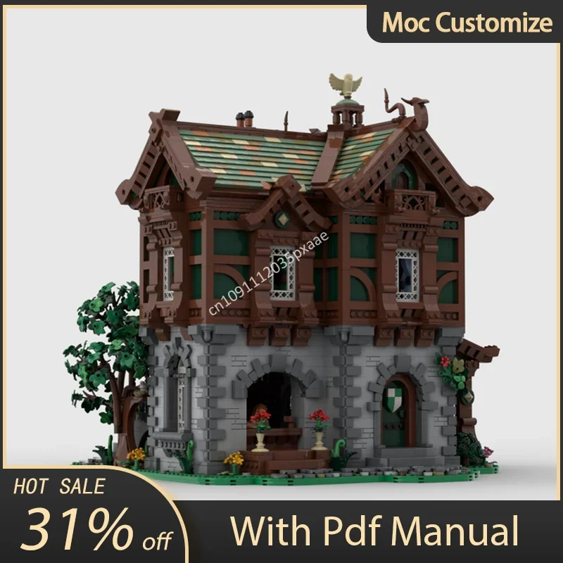 

9485 деталей MOC: Зеленый Драконий Пекарь, Средневековый Модульный Конструктор, Замок, Креативные Сборные Кирпичики, Игрушки, Развивающие Подарки для Детей