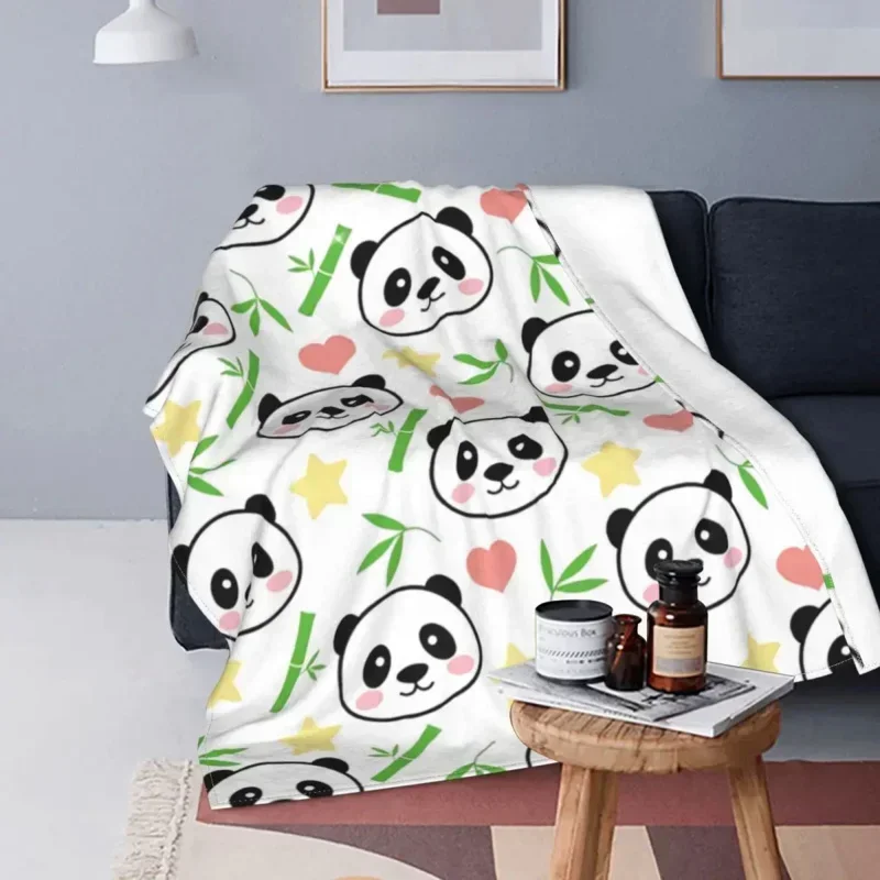 Cozy D Panda Bamboo Throw Blanket Soft Flannel Winter Blanket for Couch Office Bedroom  Lovely Animal Print