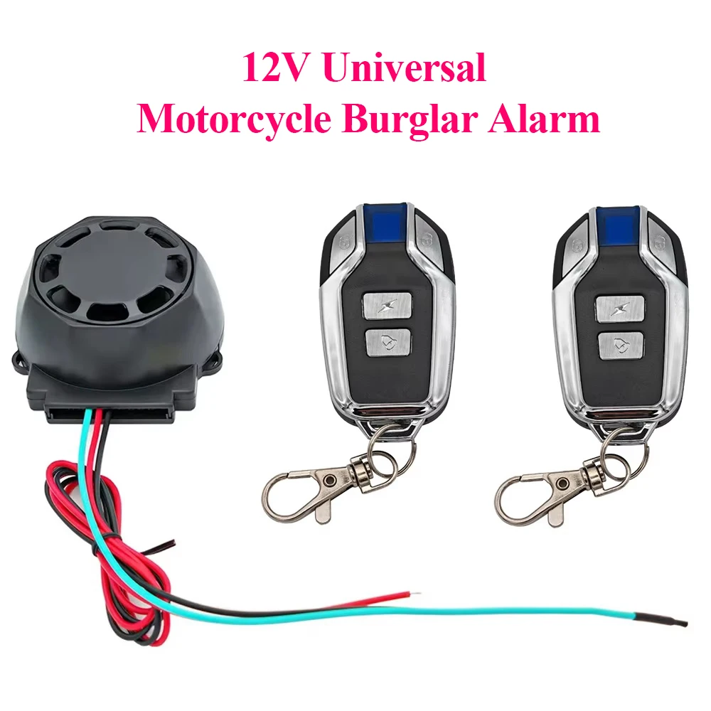 

12V Universal Motorcycle Burglar Alarm 125dbB Anti-theft Vibration Alarm Remote Control Car Searching Adjustable Sensitivity