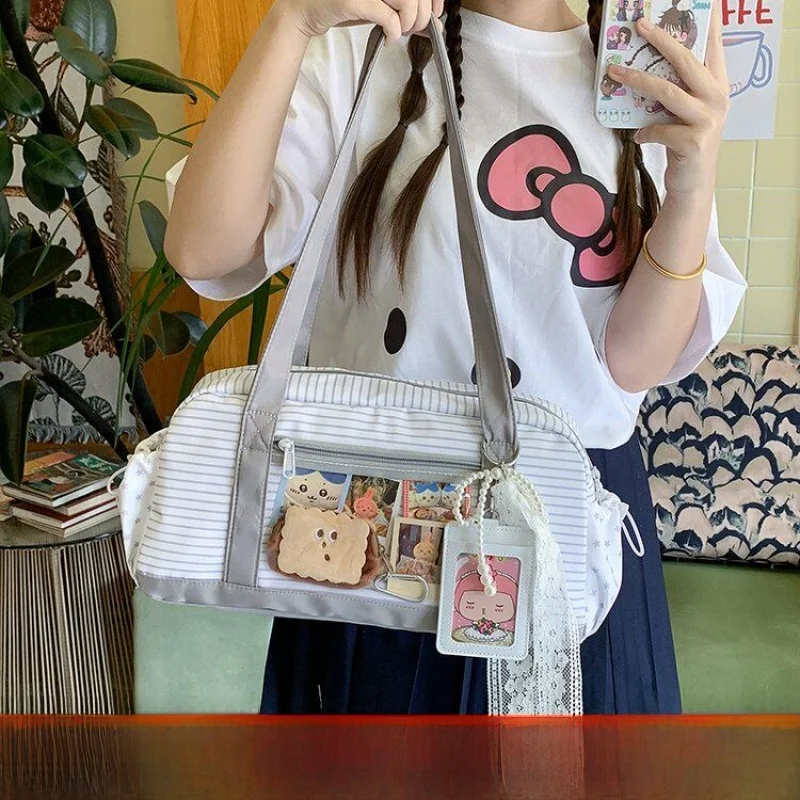 2026 New Note Star Polka Dot Student Single Shoulder Bag Travel Commuting Underarm Bag Women Large Capacity Boston Bag