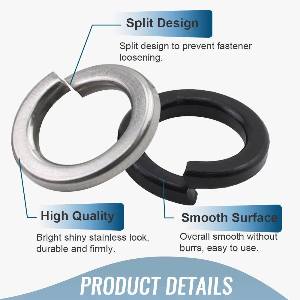 HOWSHENG 2-100 pezzi rondella di bloccaggio a molla M2 M3 M4 M5 M6 M8 M10 M12 M14 M16 M18 M20 rondella di bloccaggio divisa in acciaio al carbonio in acciaio inossidabile