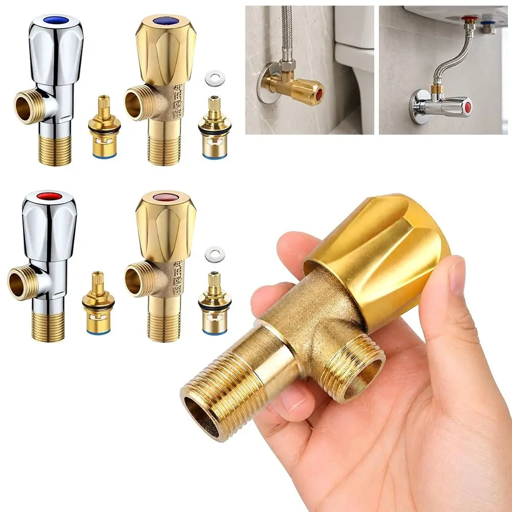 Brass Triangle Valve Color Coded Handle Tee Switch Angle Valve Quarter Turn 304 Stainless Steel Hot Water Heater Valve