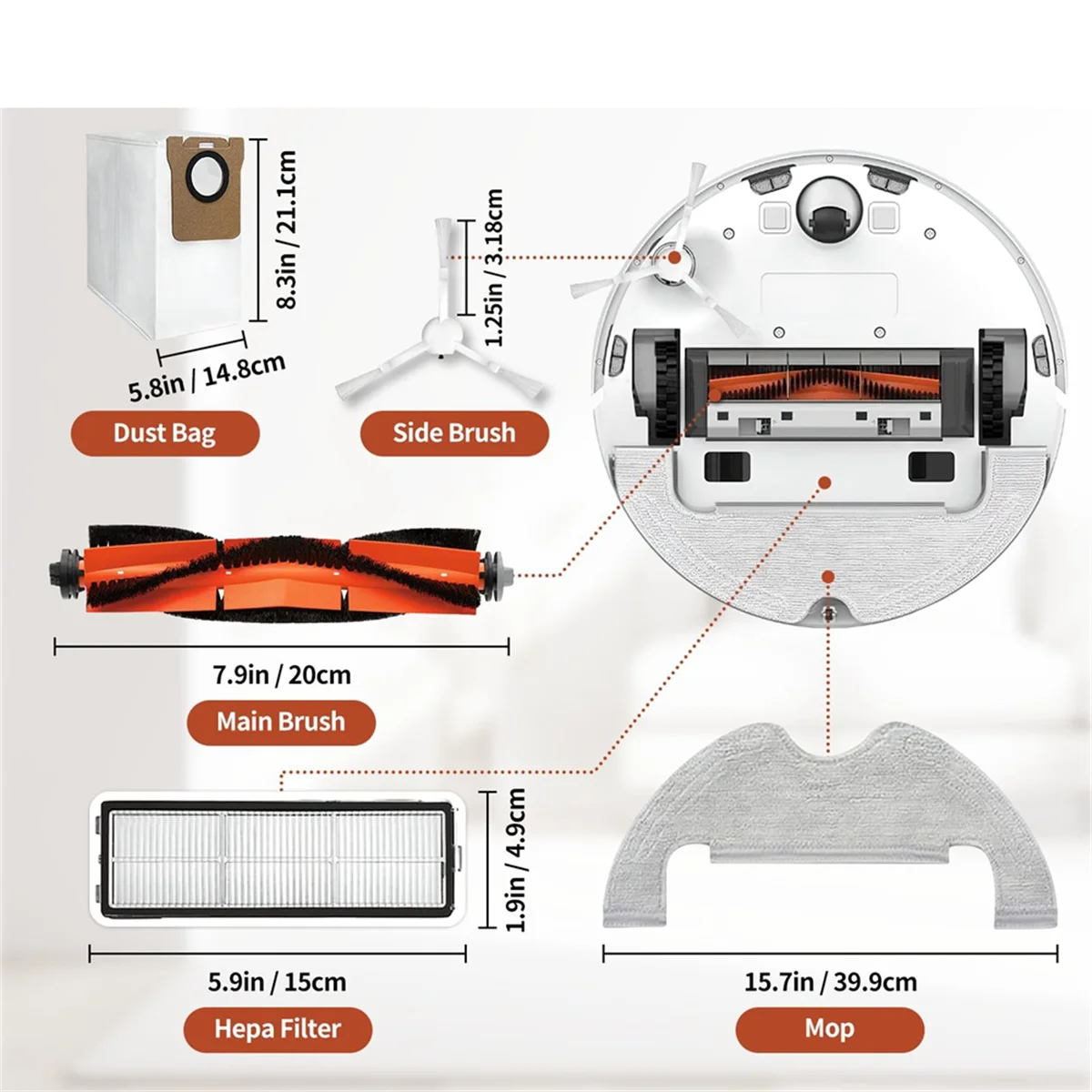 Filter Brush Mop Pads Dust Bag Accessories Kit for Dreame D10 Plus Robot Vacuum Cleaner Replacement Parts