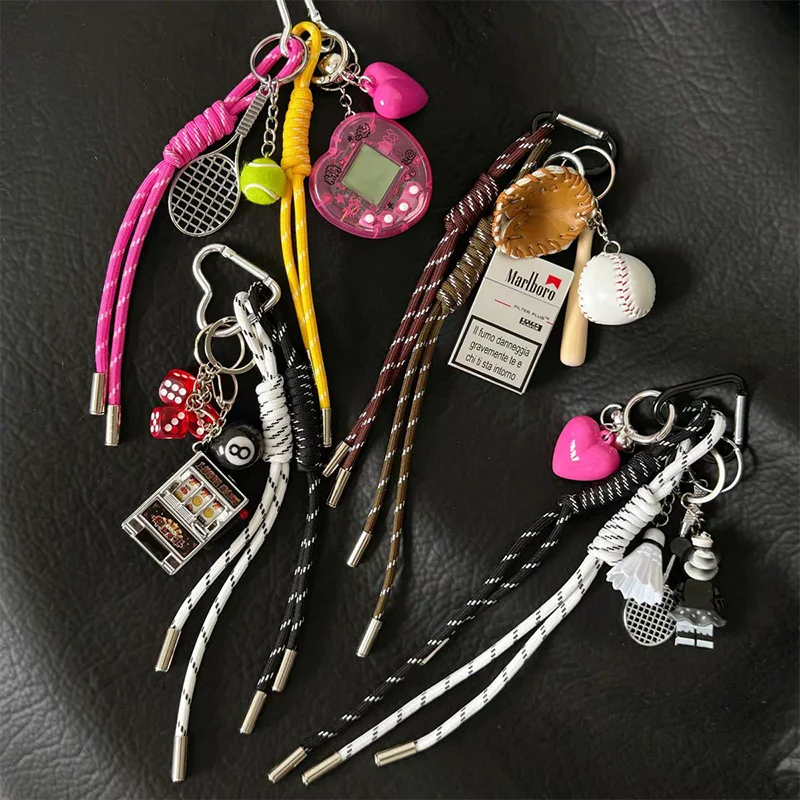 New Fashion Nylon Handmade Rope Colorful Braided Keychain Chian Vintage Keychain DIY Creative Bag Pendant Decoration Key Buckle