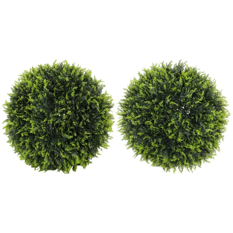

HOMCOM 2 PCS 17.7 Topiary Balls Cedar Topiary Plants Indoor Outdoor Fake Plants UVprotected Green