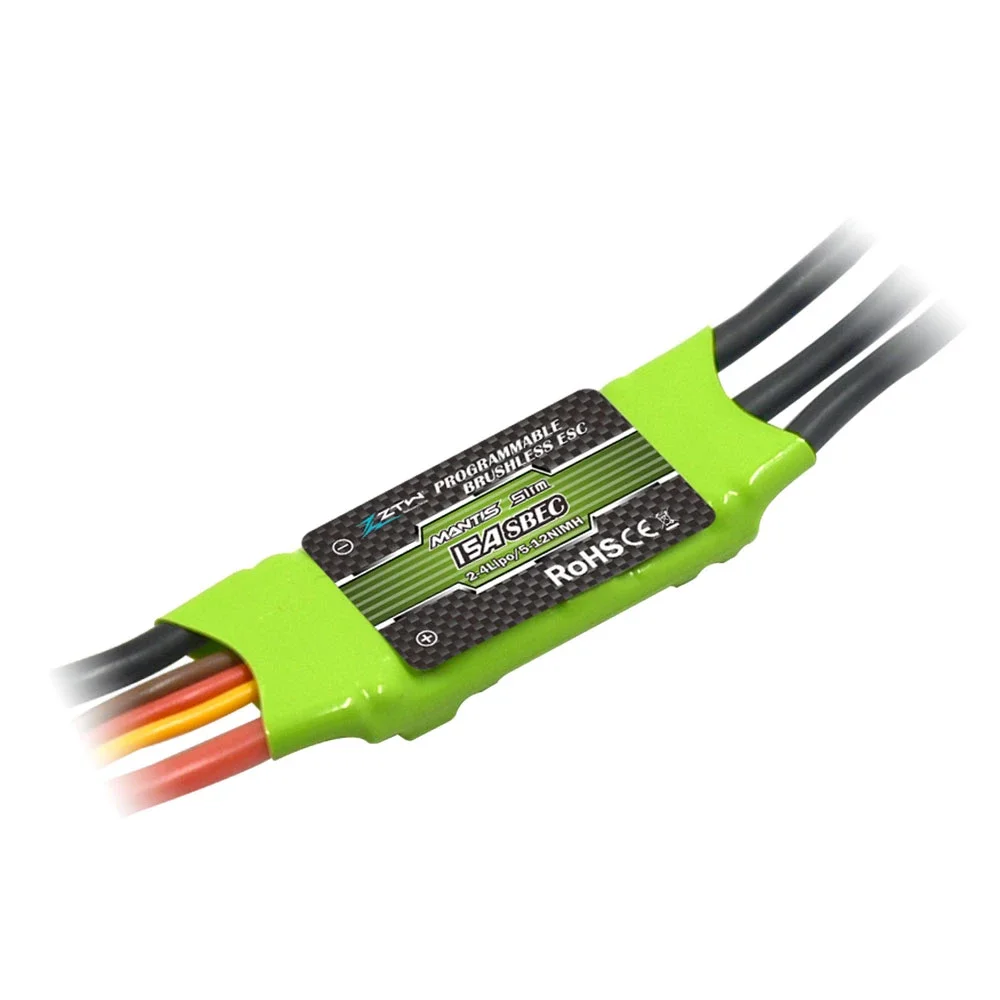 ZTW Mantis Slim 15A ESC 2-4S Ingebouwde schakeling BEC 5V / 2A borstelloze snelheidsregelaar voor RC vliegtuig zweefvliegtuig F3P 3D 4D Flying