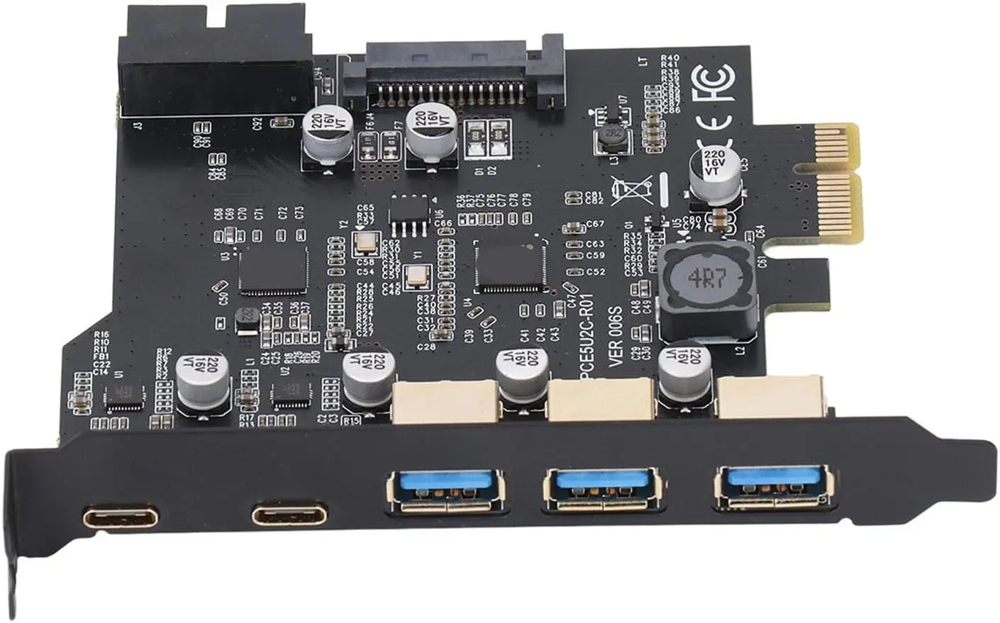 PCIe to USB 3.2 Gen 1 Card with 20 Gbps Bandwidth, 3 USB Type A and 2 Type C Ports, PCIe Expansion Card USB Card for Desktop PC