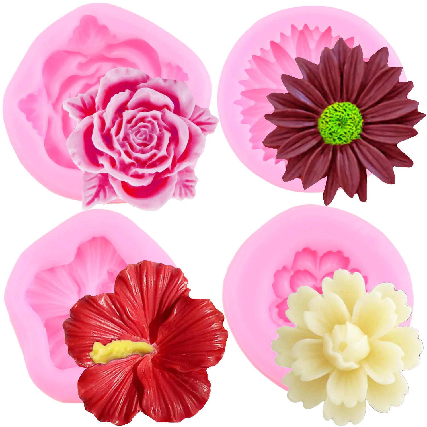 

Flower Silicone Mold Rose Cherry Blossom Fondant Molds Cake Decorating Tools Chocolate Gumpaste Mould Candy Resin Clay Moulds