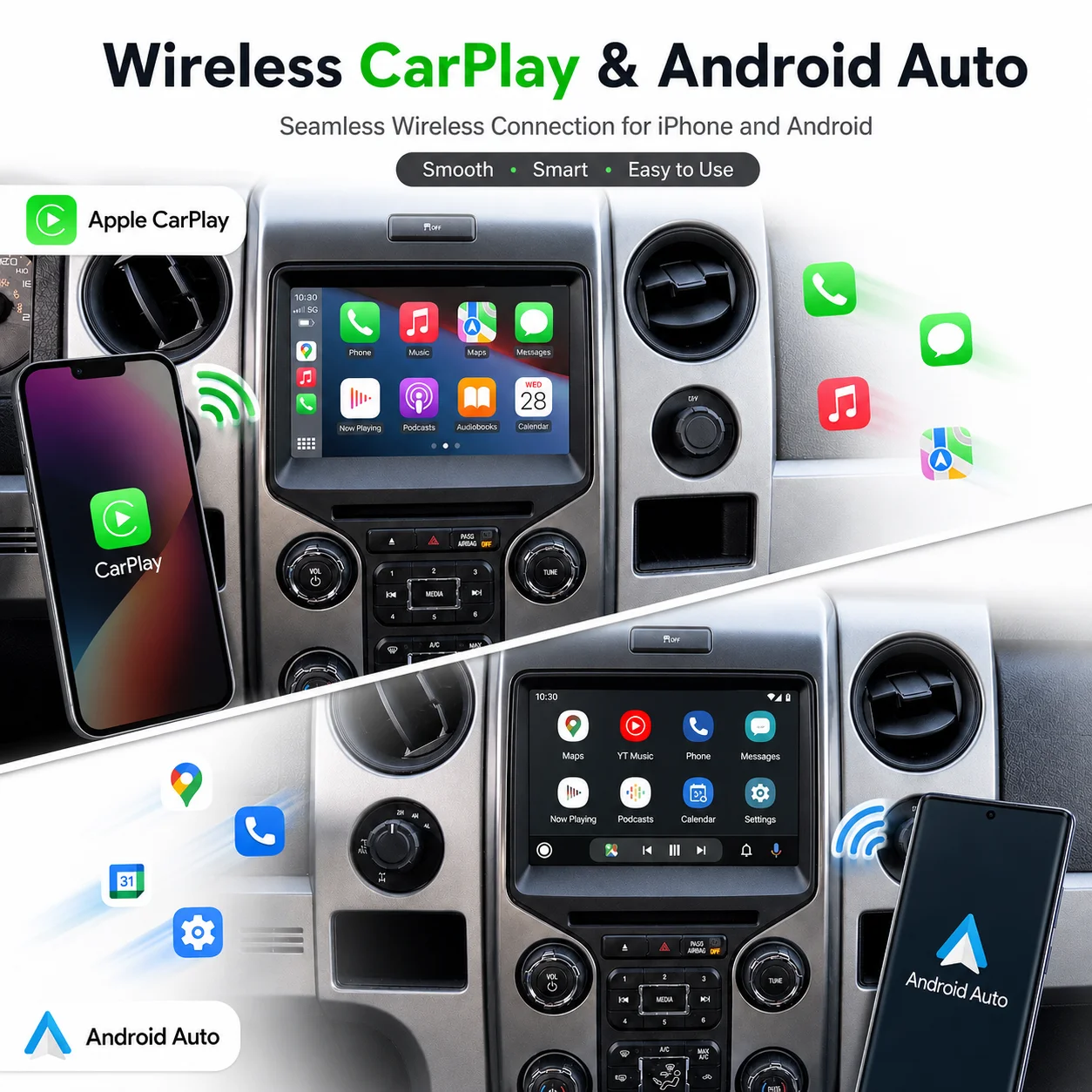 Wireless CarPlay Android Auto GPS MirrorLink For Ford SYNC2 F150 Mustang Explorer Mondeo Focus Taurus Kuga Edge MKC Rear Camera