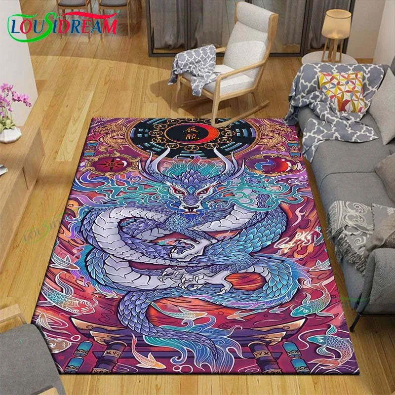 

3D Printing Chinese Dragon or Mythical Carpet Decorate Rug for Living Room alfombra Bedroom Corridor Mat Bed Area