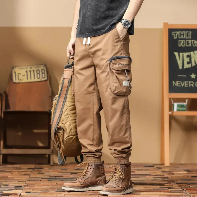 

Осень 2026, новые мужские брюки-карго, свободные повседневные брюки в стиле ретро до щиколотки