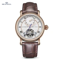 Seagull-reloj mecánico automático para hombre, accesorio masculino de pulsera resistente al agua con doble zona horaria, volante hueco informal de negocios, 519.11.6041