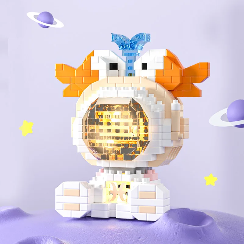 Cute Demon Twelve Constellations Astronaut Building Blocks Pisces Capricornus Model Sagittarius Mini Brick Libra Toys For Gift