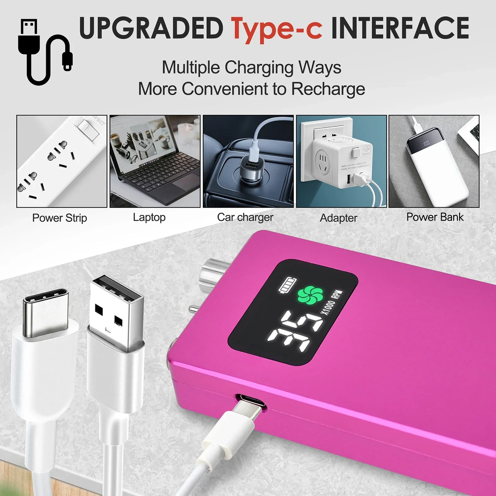 Portable Rechargeable Manicure E‑File 35000RPM Electric Nail Drill Machine Nail Art Equipment Hot Sale