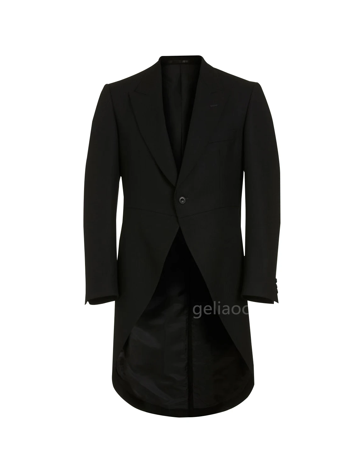 British Style Black Men Tuxedos Suit Coats Fashion Peak Lapel One Button Blazers Gentleman Wedding Party Prom Long Jacket