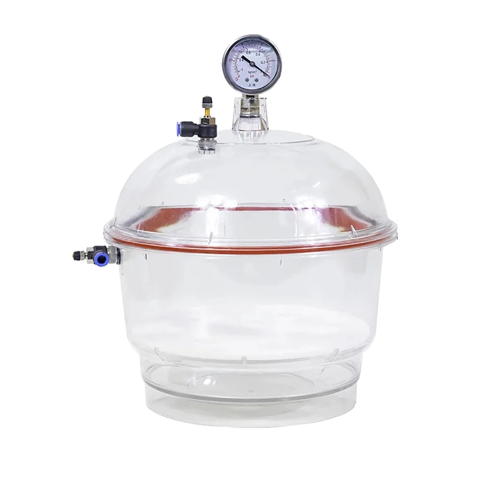 250MM Polycarbonate Plastic Vacuum Dryer Laboratory Dryer Transparent Vacuum Drying Kettle Double Valve With Pressure Gauge