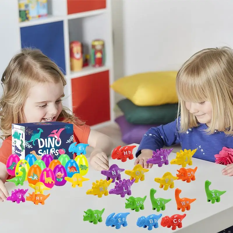 Alfabet Dino Bijpassend speelgoed Letter Dinosaurus Matching Game Kleurrijke voorschoolse letterpuzzels Grappig voorschoolse fijne motoriek speelgoed voor