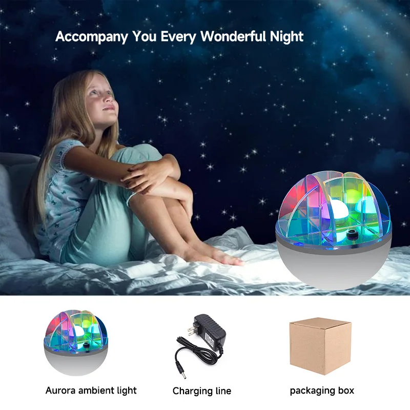 2025 New Creative Night Light Charging Atmosphere Infinite Dimming Table Lamp Rotating Aurora USB Sleep Companion Desk Lamp