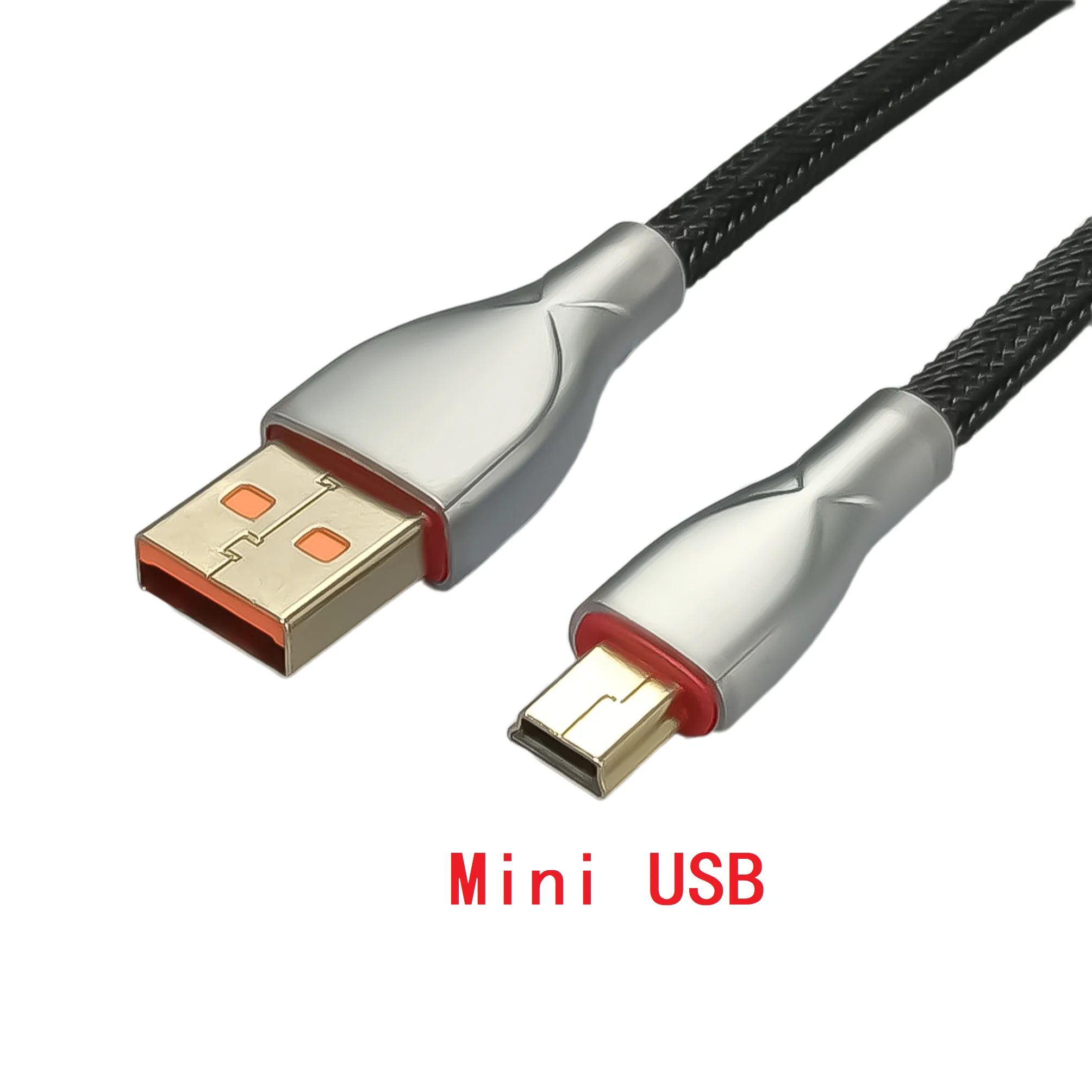 Mini cabo enrolado USB do teclado, Carregador trançado, Aviador destacável do metal, Conector de carregamento