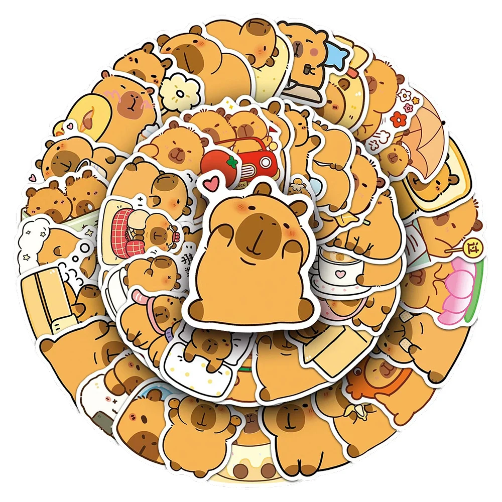 

10/30/50/100pcs Cute Animal Capybara Cartoon Stickers for Kids Waterproof DIY Phone Case Notebook Luggage Kawaii Decals Toy Gift