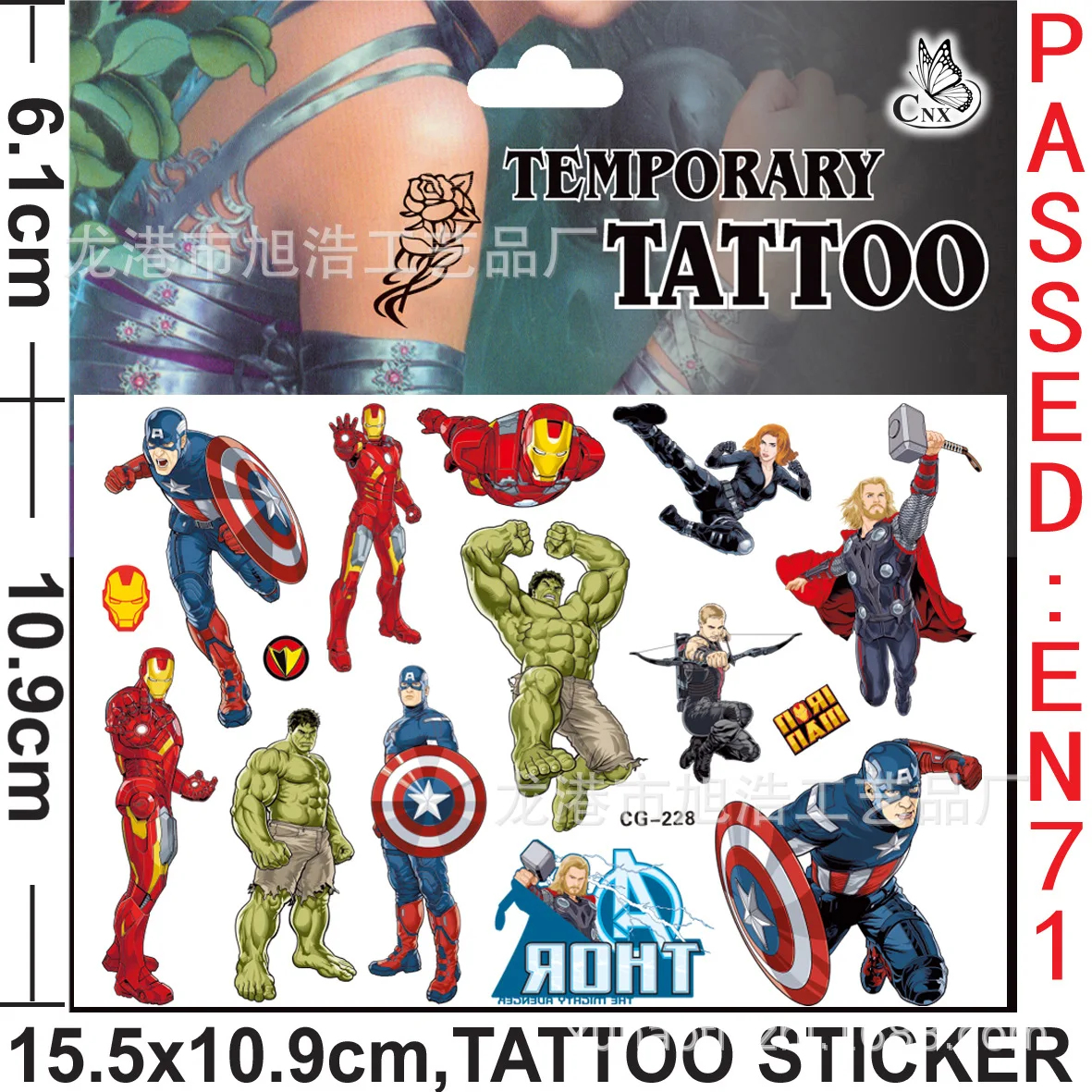 Marvel Tattoo Stickers Waterproof Cute Spider-Man Hulk Sticker Iron Man Funny Anime Birthday Party Supplies Decoration Kids Gift