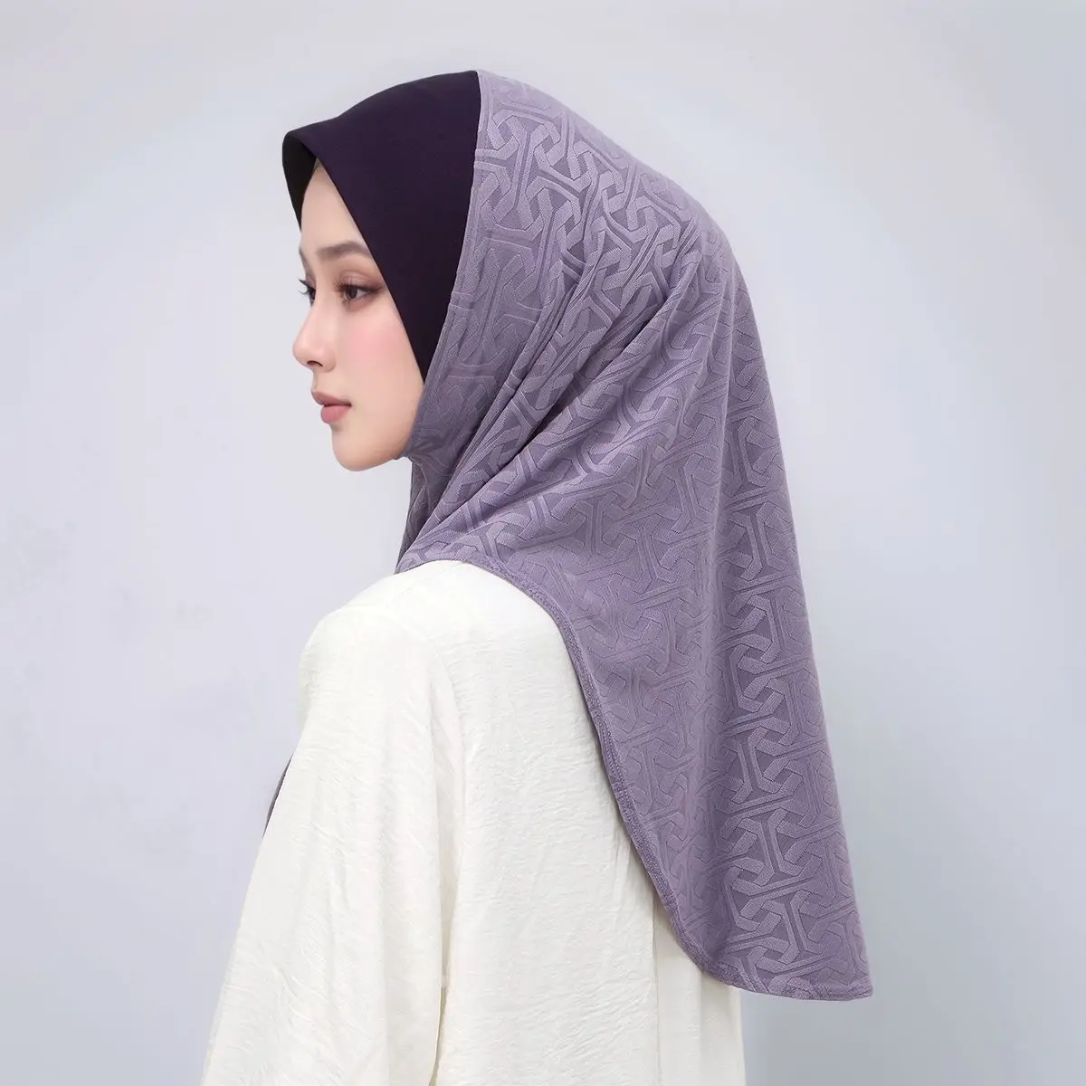 Hidżab na Ramadan, miękki, gotowy do noszenia, oddychający szal żakardowy, chusta na głowę dla kobiet muzułmanek.