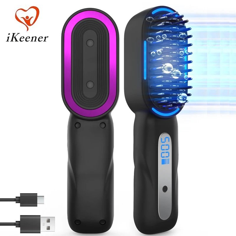 

﻿ Миниатюрная беспроводная перезаряжаемая расческа-выпрямитель для волос с синим светом, портативный инструмент для выпрямления и завивки волос, расческа с LED-индикатором температуры