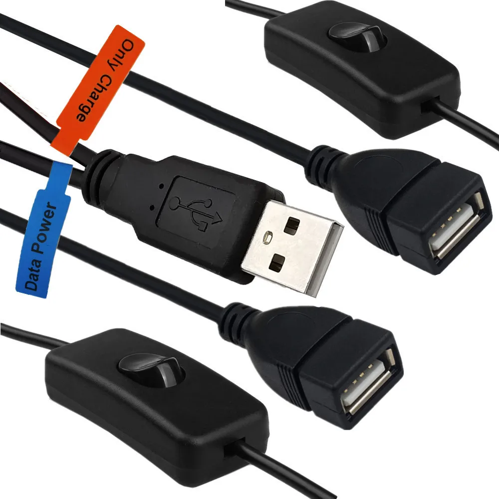 Cavo di prolunga USB Y con interruttore ON/Off USB 2.0 maschio a femmina Splitter 1x dati USB e alimentazione femmina e 1x USB Power femmina