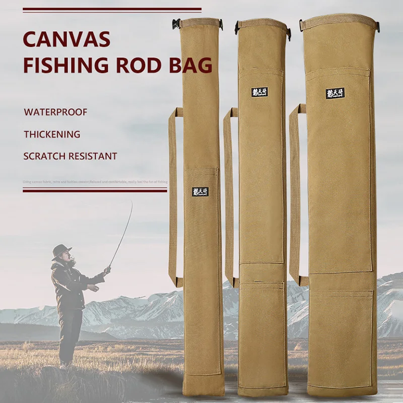 80-146CM Canvas Fishing Rod Bag Large Capacity Folding Portable Fishing Umbrella Bag Thickened Fishing Tackle Accessories XA104W