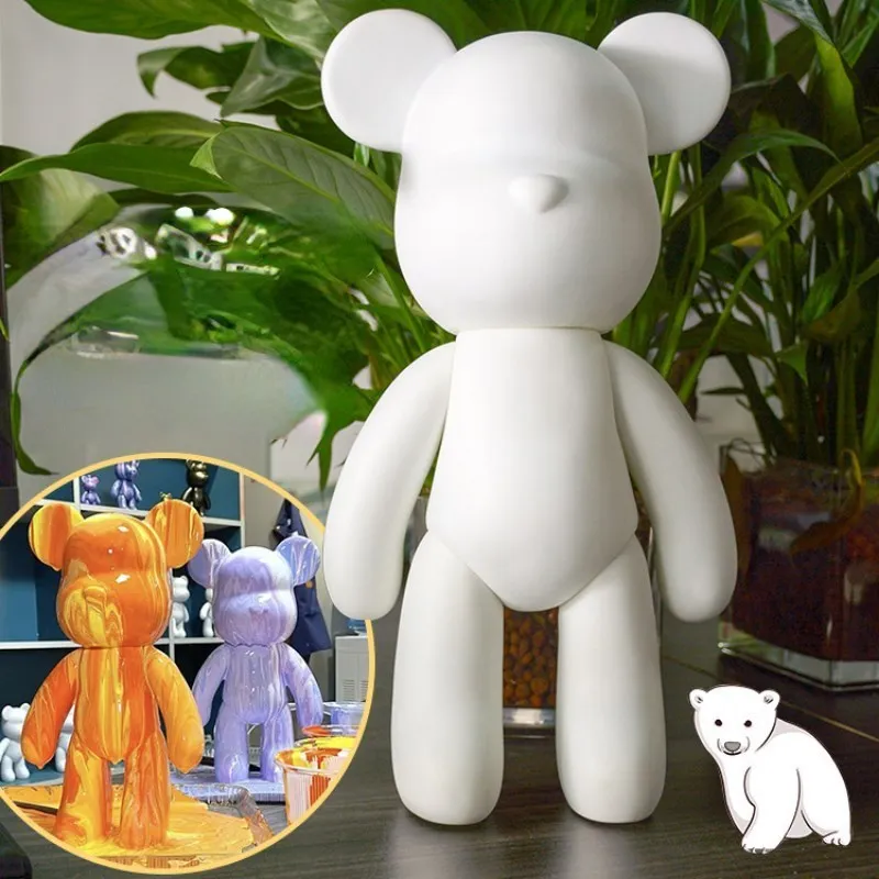 DIY Malowanie Kreatywny płynny niedźwiedź Ręcznie robiona rzeźba przemocnego niedźwiedzia Biała forma Lalka Figurka Zabawki Niedźwiedź zwierzęcy Ozdoby do dekoracji wnętrz