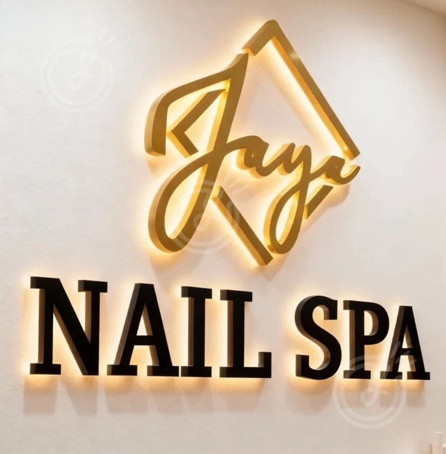 Custom Led Sign Business Logo Backlit Illuminated 3d Halo Company Large Metal Addressable Signage Office Outdoor/indoor Neon