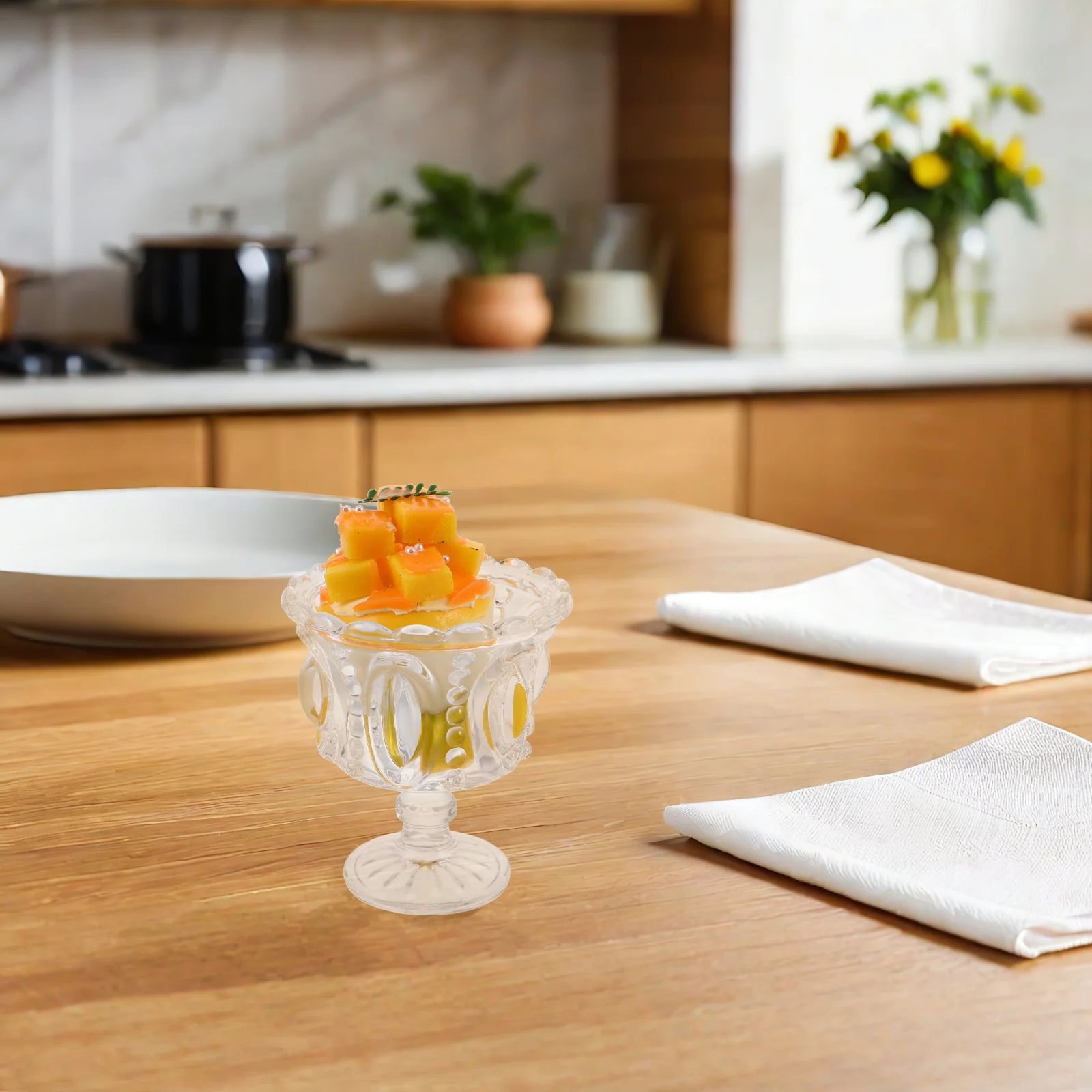 

2Pcs Footed Ice Cream Glasses Transparent Glass Cups Elegantly Designed for Parfait Trifle Pudding Special Occasions