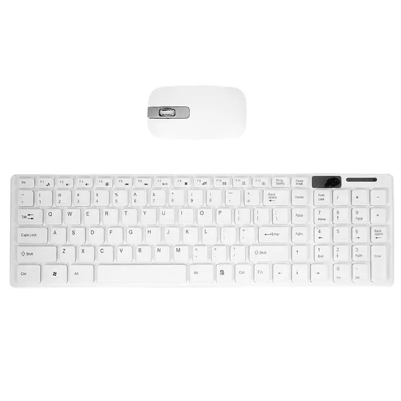 ABJN-2X Wireless Slim White Keyboard + Wireless Optical Mouse Set For PC And Laptop