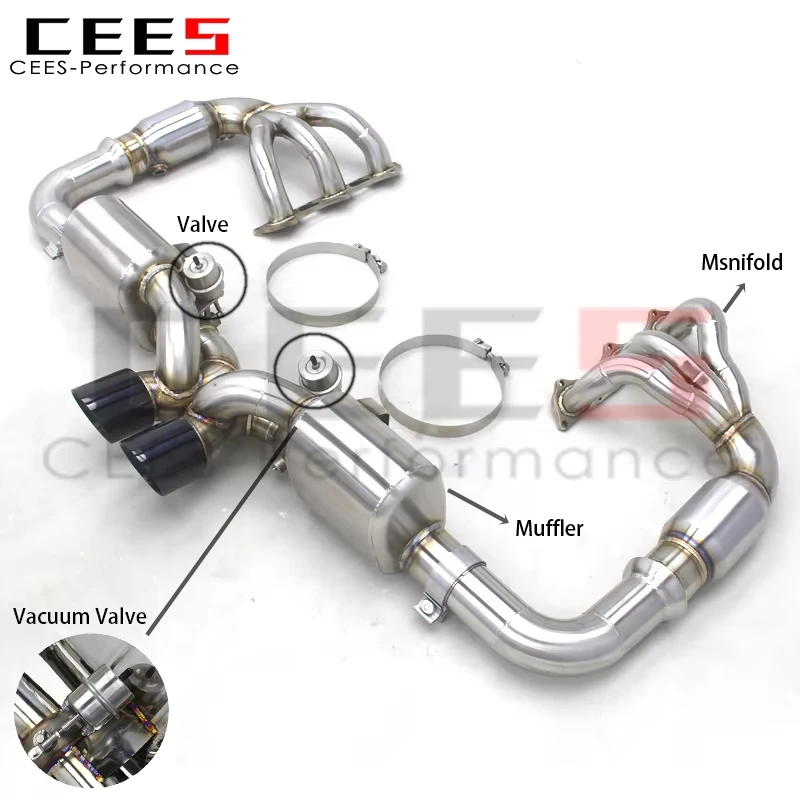 

cees Axle Back Muffler for Porsche 911 991/991.1 GT3 3.8L 475 PS 2010-2019 SS304 Performance Sport Vacuum Valve Catback Exhaust