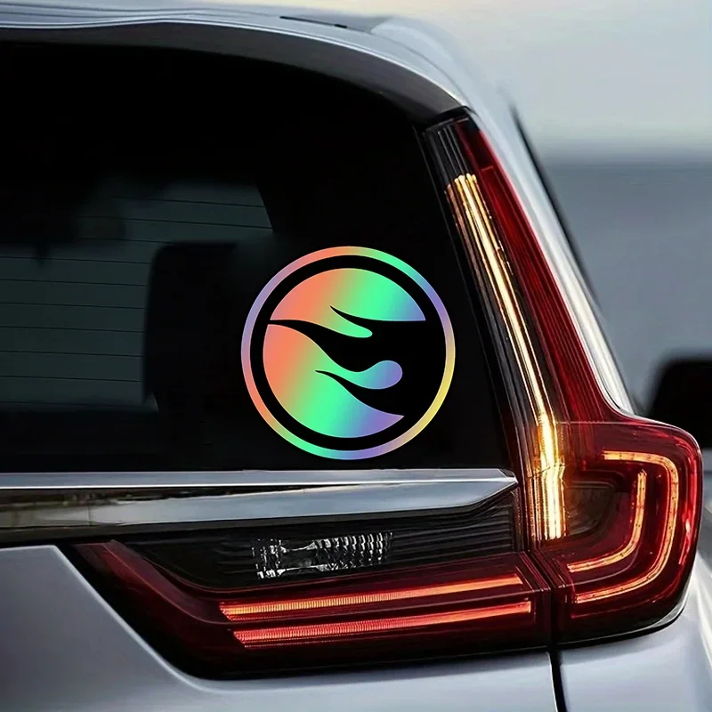 1PC Holographic Circular Logo Sticker, Iridescent Design, Waterproof Vinyl, Perfect for Car Laptop, Trendy Decal for Style Enthu