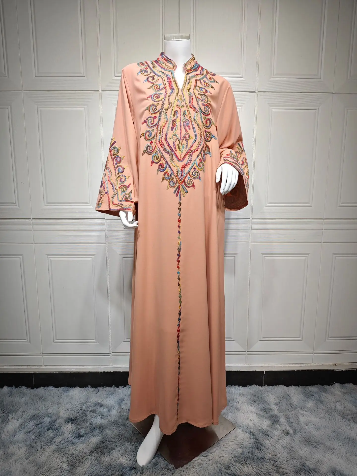 Uni Embroidered Gold Stamping Dubai Turkey Islam Dress Kebaya Robe Femme Musulmane Kaftan Abayas For Women Muslim Kimono