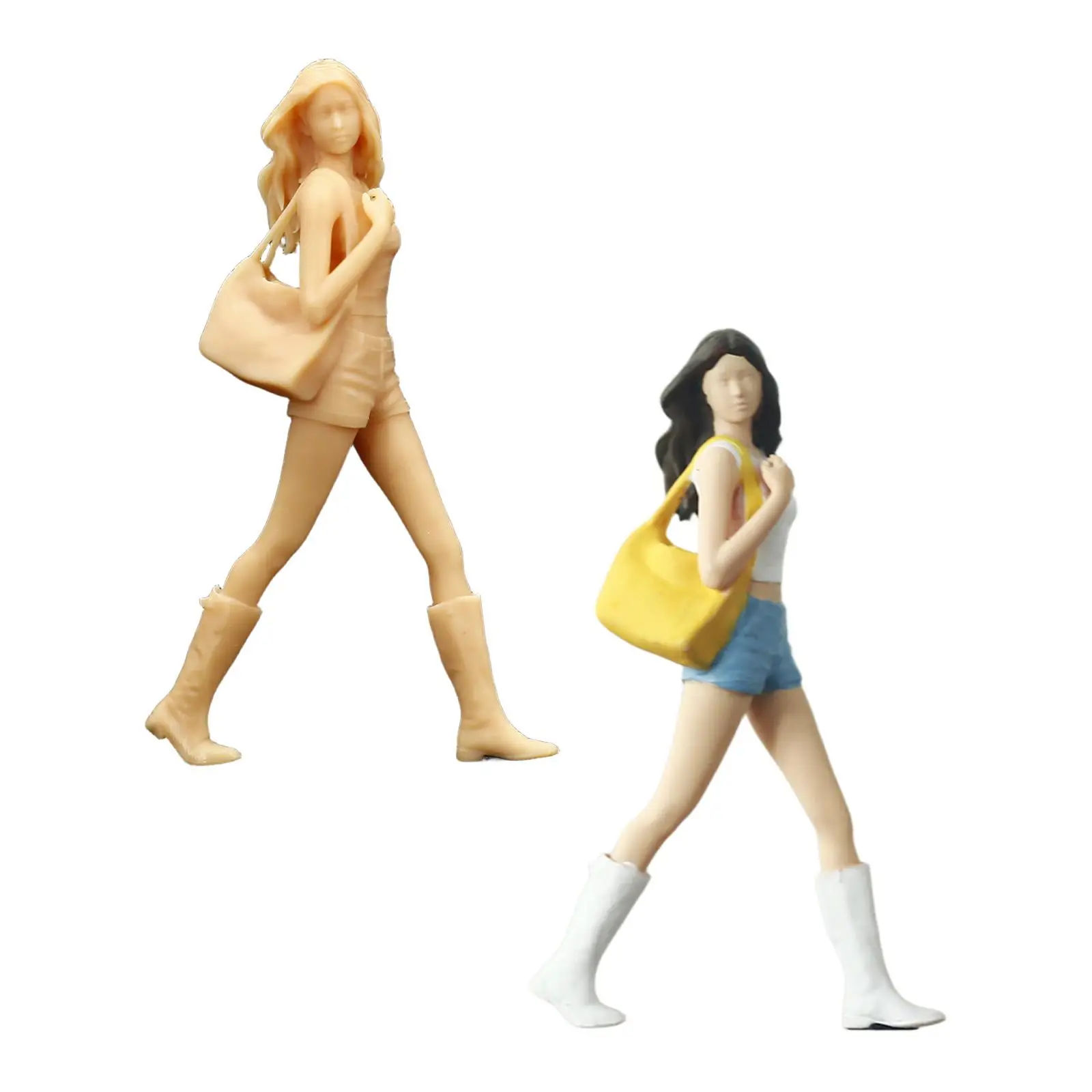 Figura di ragazza in miniatura 1/64, realistica, persone in miniatura in resina per scene in miniatura, layout di decorazione architettonica di treni modello