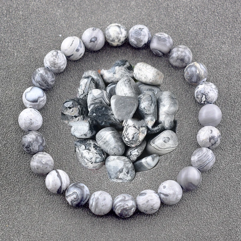 Real Natural Stone Bracelet Men Women Pink Zebra Indian Agate Howlite Map Stone Frosted Beads Jewelry Yoga Meditation Wholesale