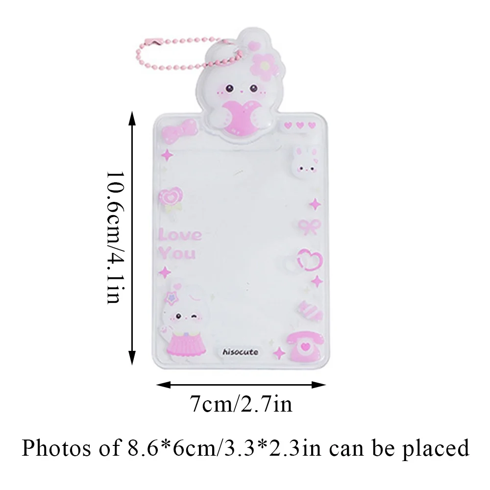 Cute Card Holder Cover INS PVC 3-inch Keychain Photocards Protector Photo Frame Pocket Idol Photo Sleeves Idol Photo Display