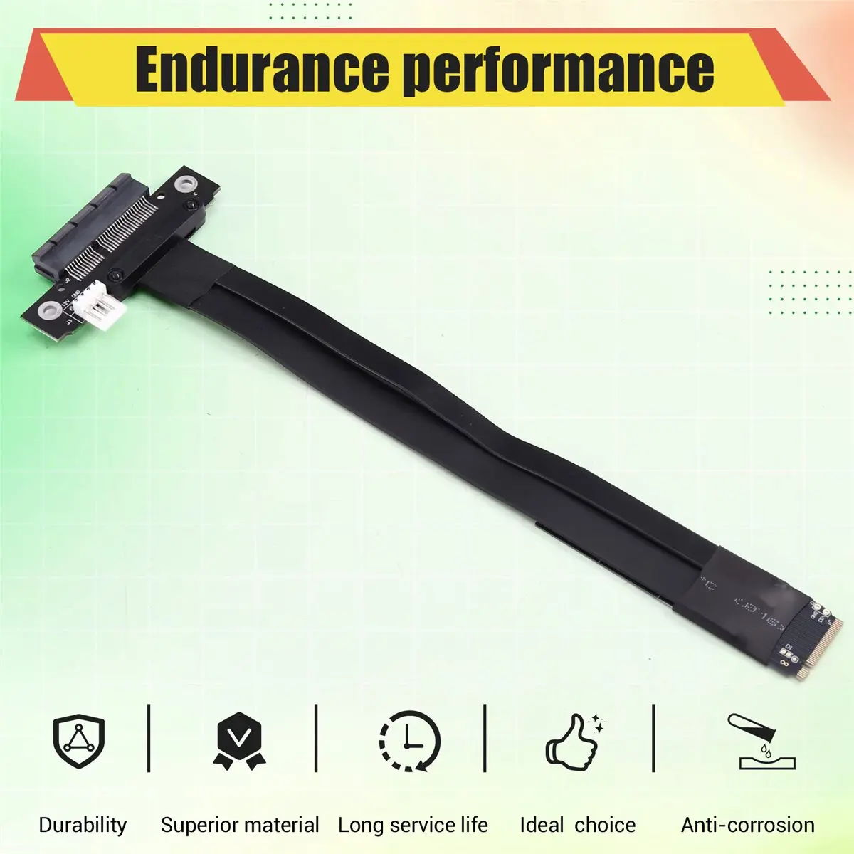OKgood M2 to PCIE Riser PCIe X4 PCI-E3.0 4x to M.2 NVMe M Key 2280 Riser Card M2 Key-M PCI-Express Extension Cord 32G/Bps