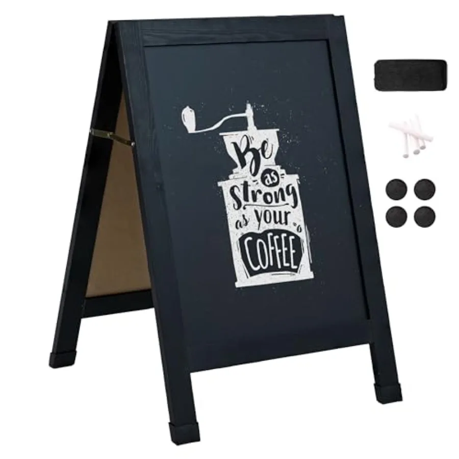 

Sunnydaze Magnetic A-Frame Chalkboard Sign - Double-Sided Chalk Sandwich Board Sidewalk Sign - 30" x 20