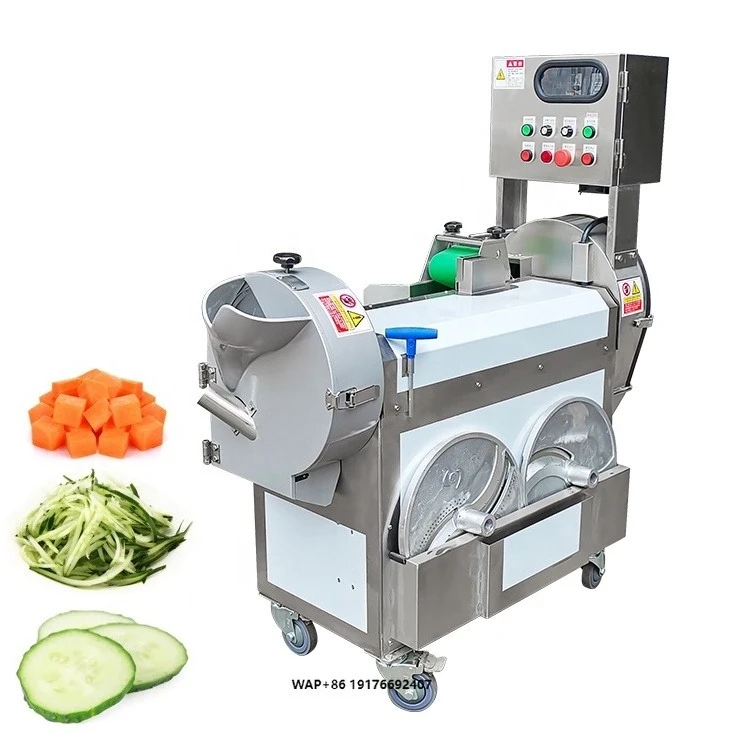 Commercial Industrial Continuous Stainless Steel Dual Blade Multi Functional Vegetable Slicer Machine Kitchen Equipment