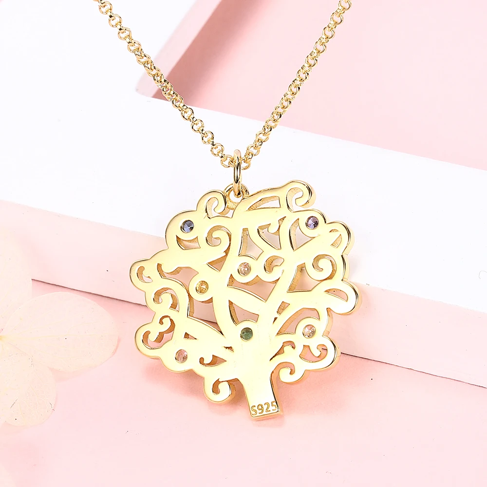 Strollgirl 100% 925 Sterling Silver Custom Family Team Tree of Life Name Necklaces Unique Jewelry Party Gift for Mother 2019 New