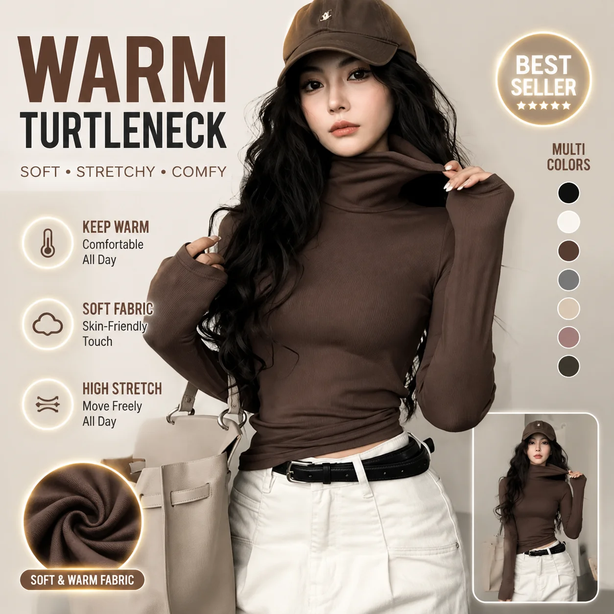 Herbst Langarm Rollkragenpullover Slim Fit Strick-Unterziehshirt Koreanische Mode Pullover Harajuku Pullover Damenbekleidung Jumper