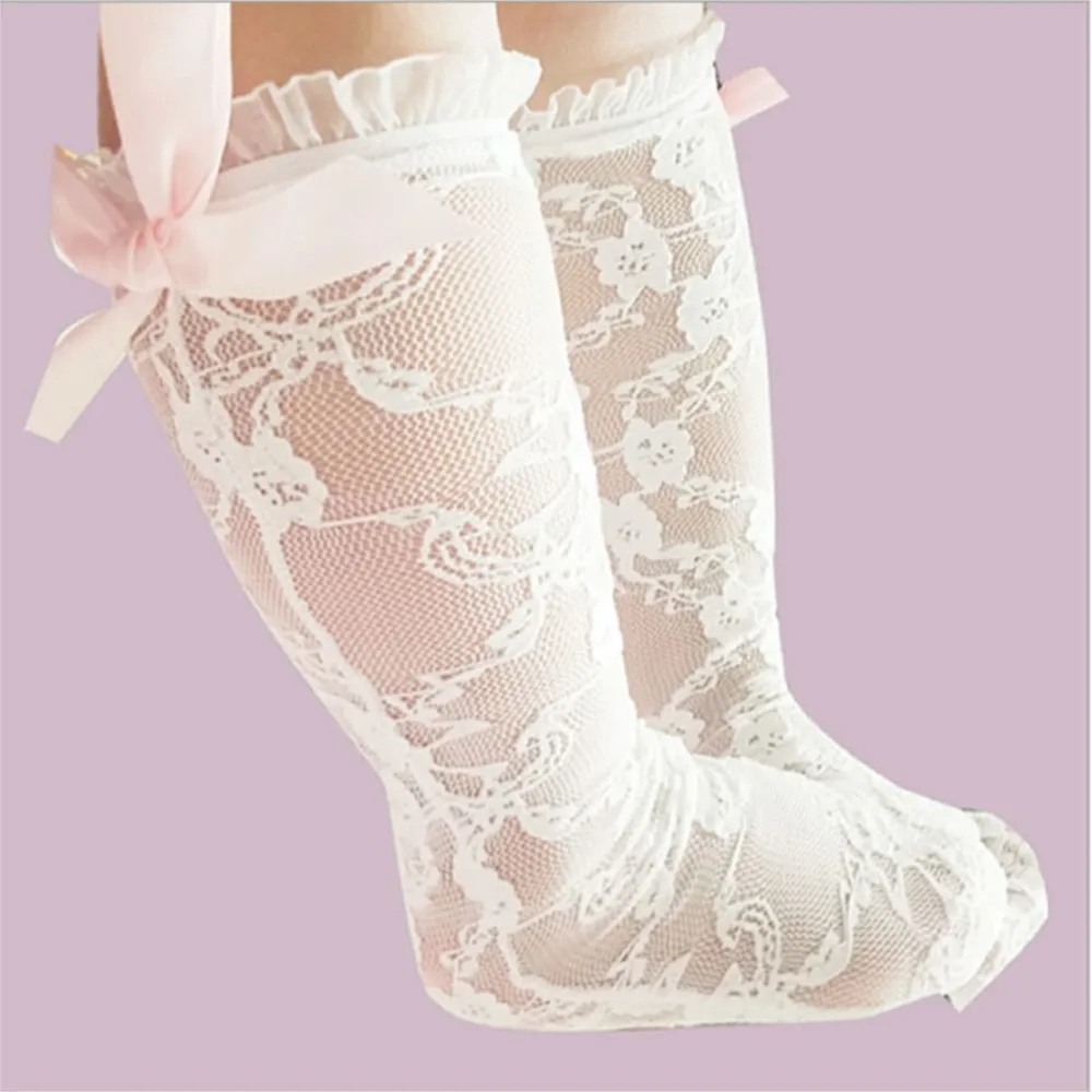 Children's Baby Lace Socks Tube Baby Socks Princess Lace Mesh Summer Fashion Lace Knee High Socks 2020 Cotton Princess